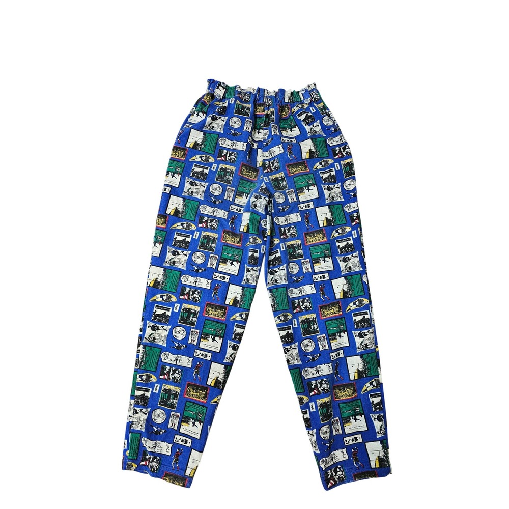 Vintage Crazy Horse 2 Piece Pant Set Womens Size 8 Rugby Comic Print Denim 90s - Picture 7 of 16
